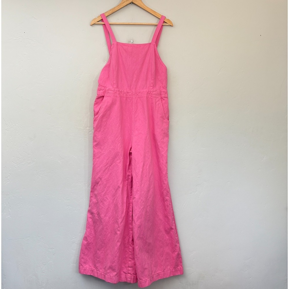 Rolla's Alice Linen Overalls Women Size 30 Pink Wide Leg New